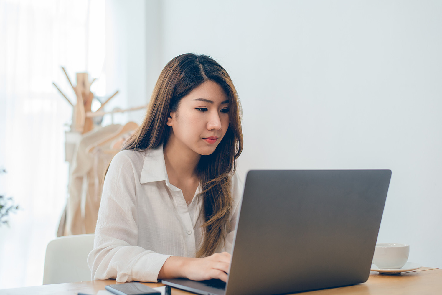 Woman Researching on a computer