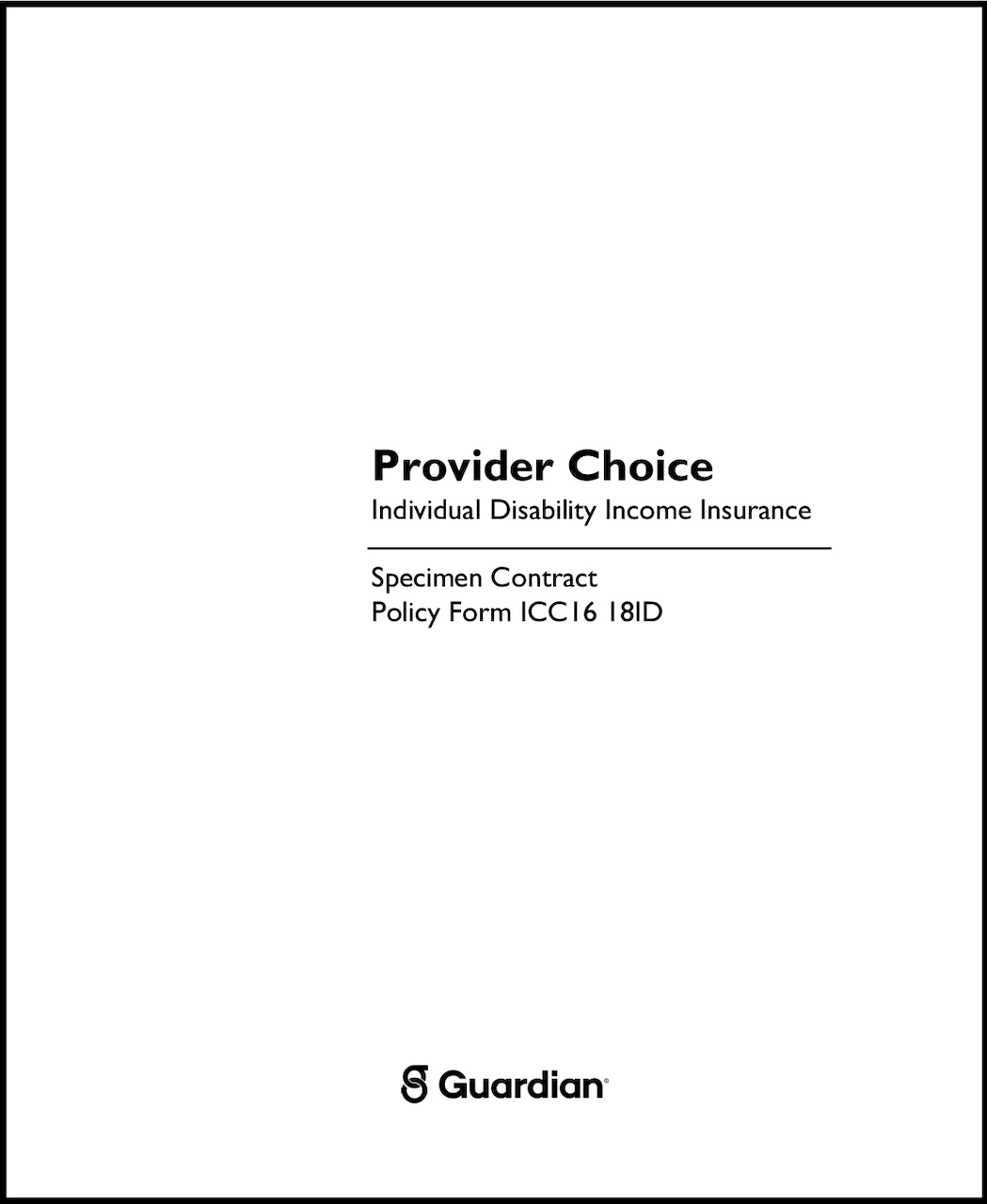 Provider Choice Specimen Policy