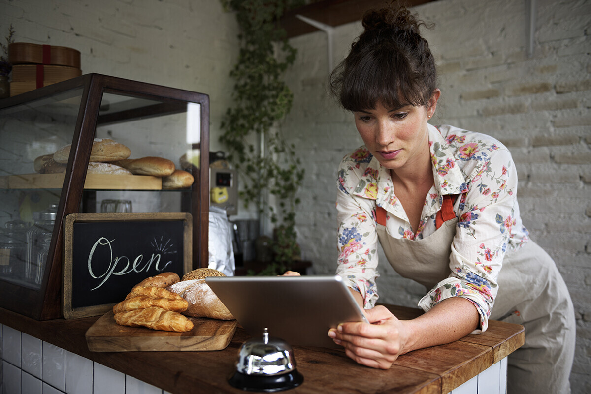 woman at restaurant counter