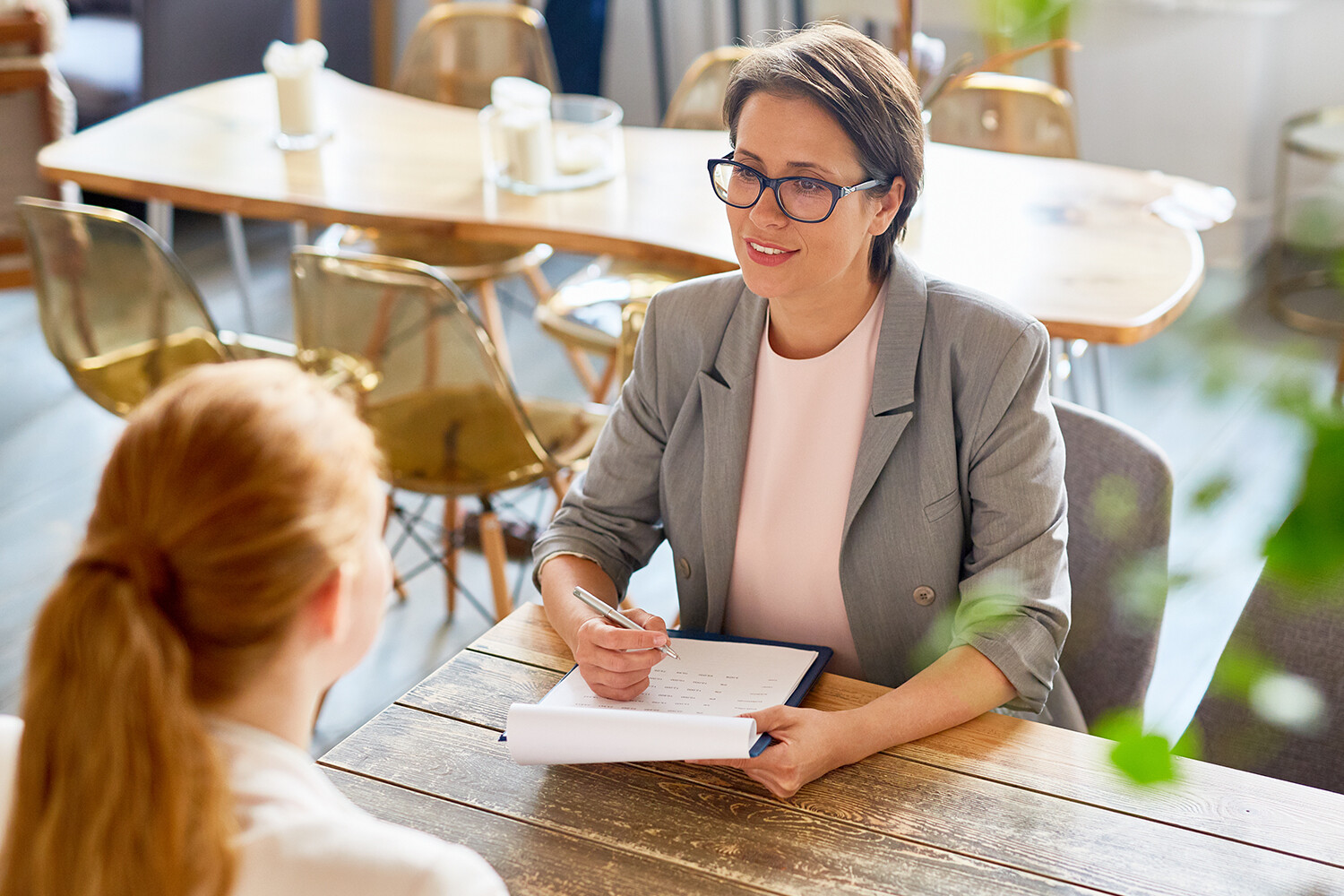 Female business owner in an interview