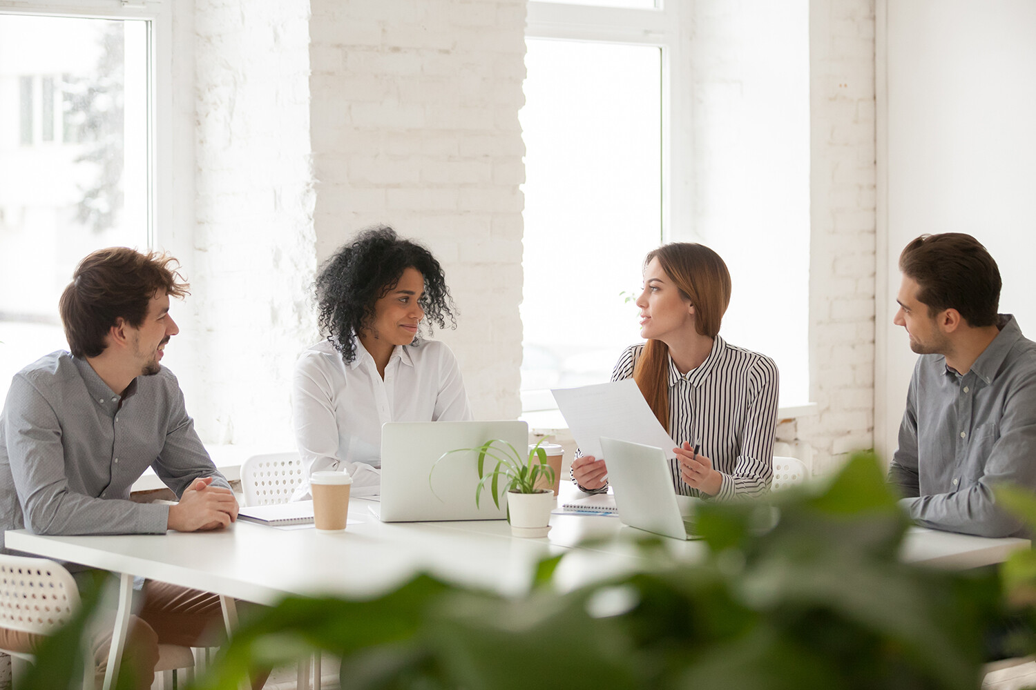 Employees in a meeting