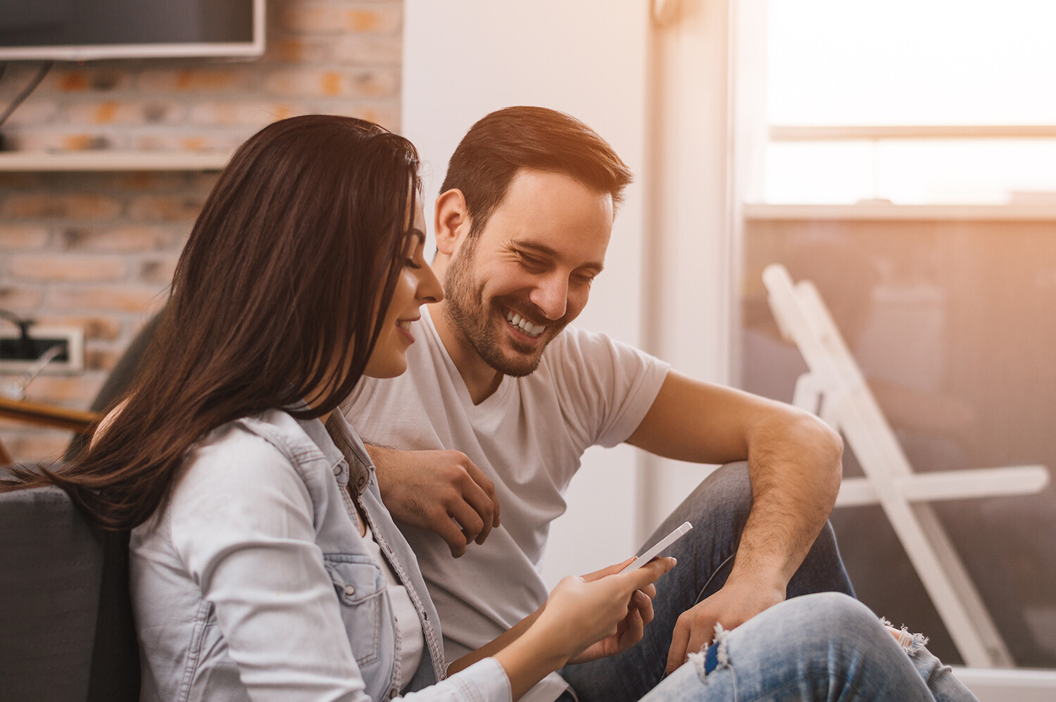 Young couple on the couch