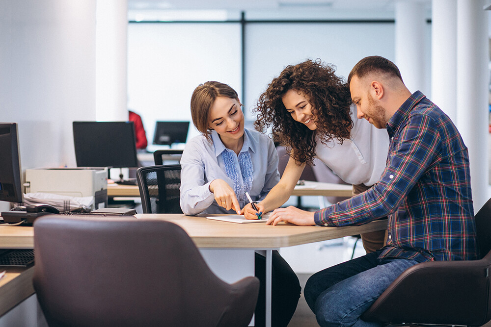 Employees in a meeting